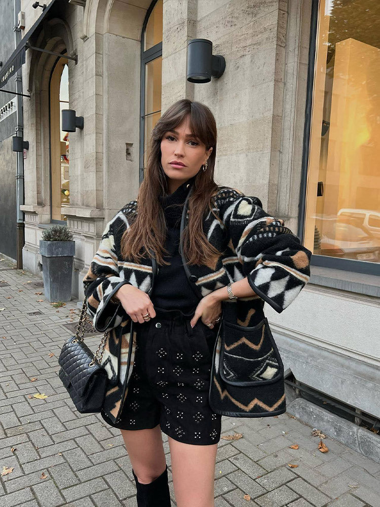 Veste Femme Oversize | Motif Graphique et Confort Automnal