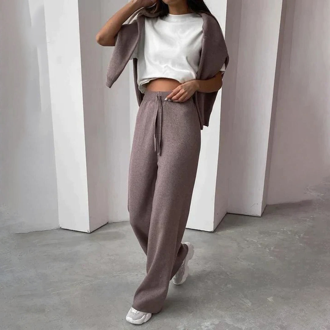 Hélène | Ensemble femme confortable col roulé avec pantalon large