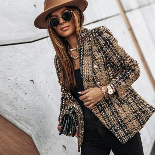 Blazer structuré à texture marquée avec boutonnière – Élégant, chaud & affirmé