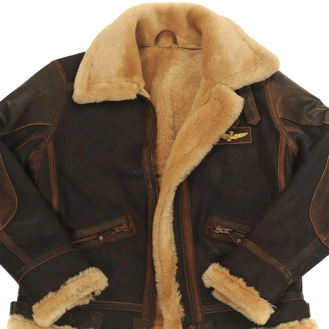 Blouson Cuir Homme avec Col Fourrure | Style Vintage et Confort Chaud