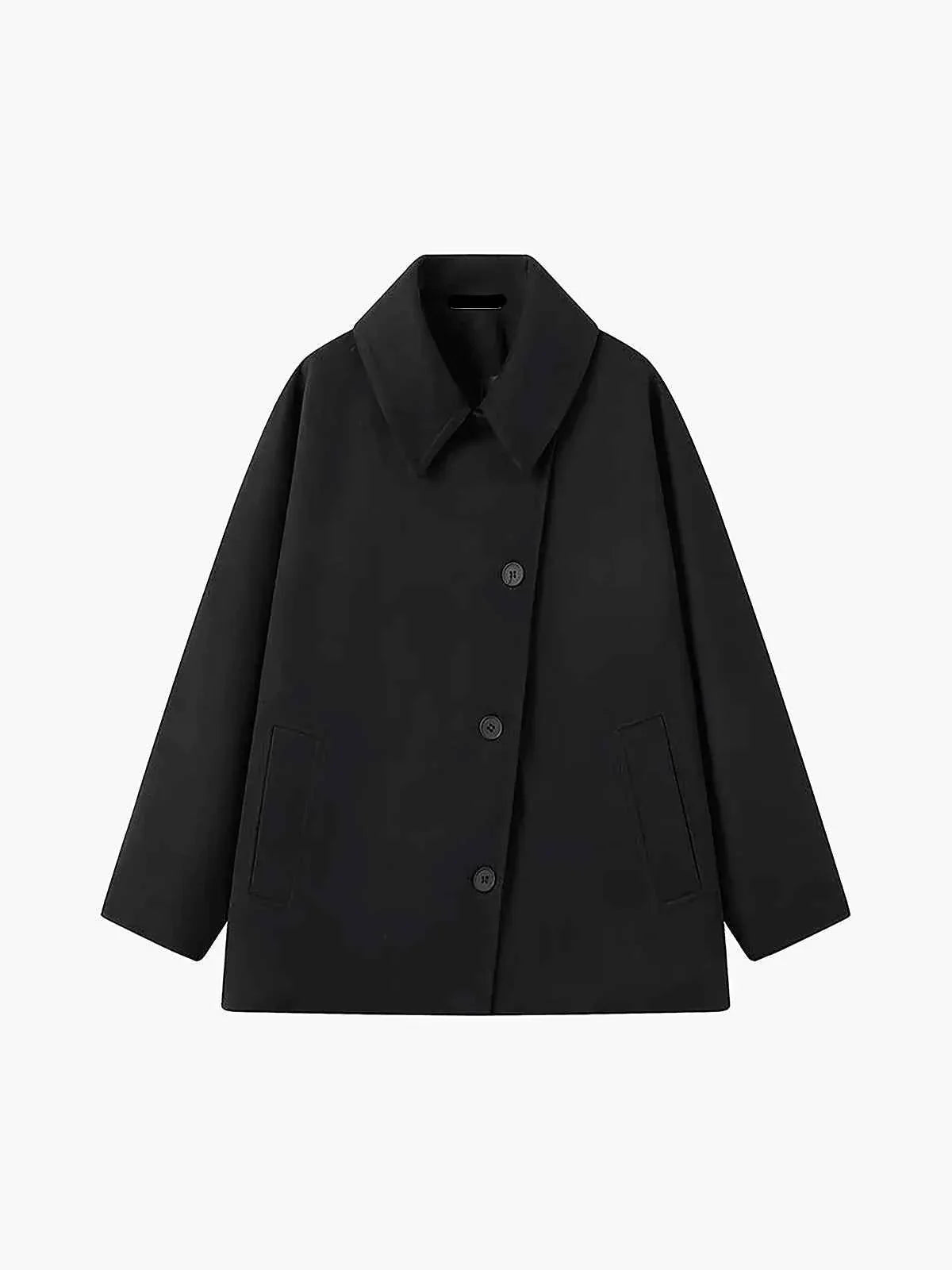 Avéline | Manteau Oversize Femme Hiver Élégant avec Col Revers et Fermeture Asymétrique