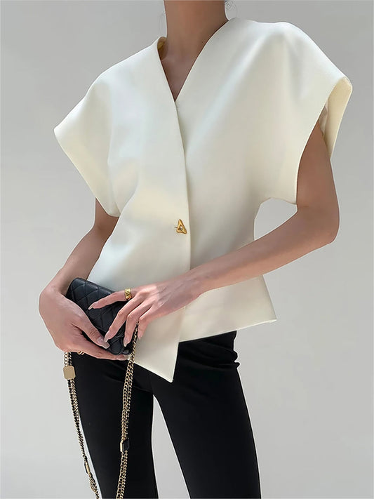 Blouse Élégante à Col V – Style Classique & Polyvalent