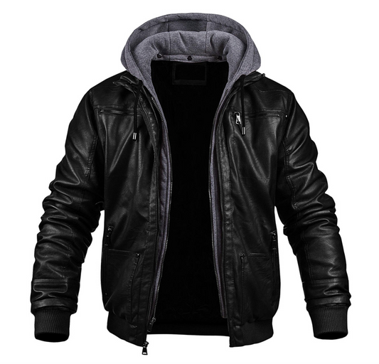 Veste en Similicuir Homme avec Capuche | Style Moderne et Confortable | Coupe Classique