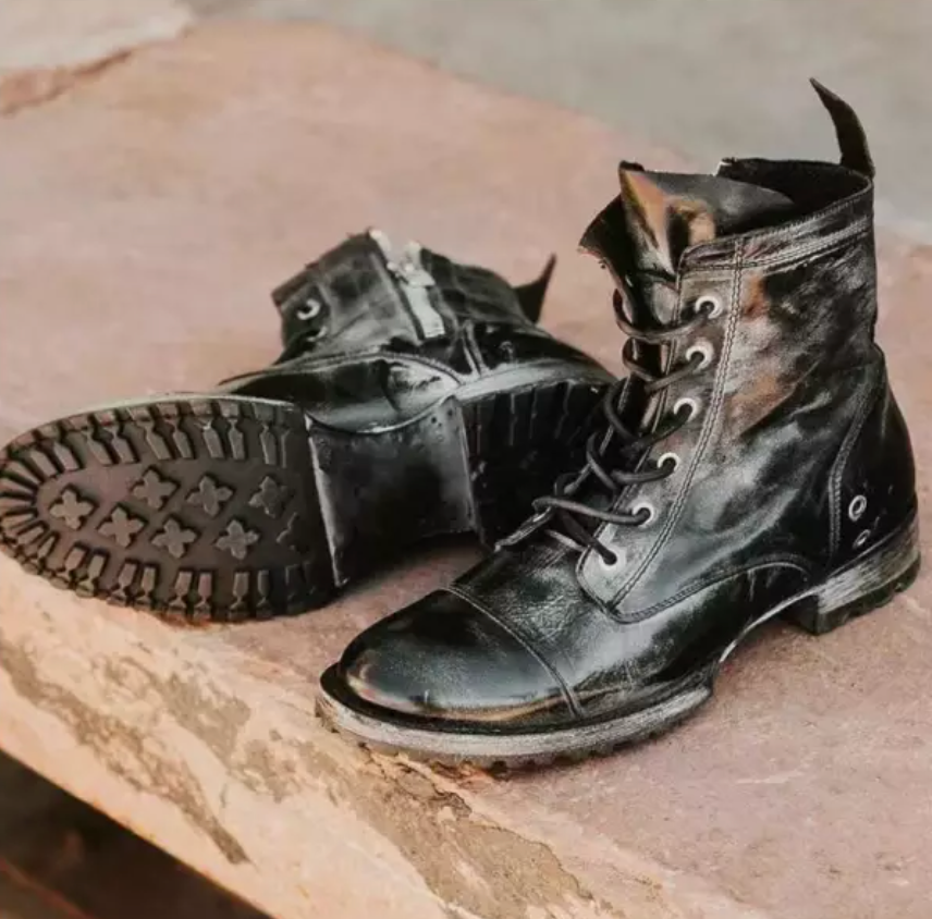 Bottes d’Hiver Vintage Homme en PU | Bottes Chaudes Style Rétro avec Doublure Confortable, Tige Haute et Semelle Robuste