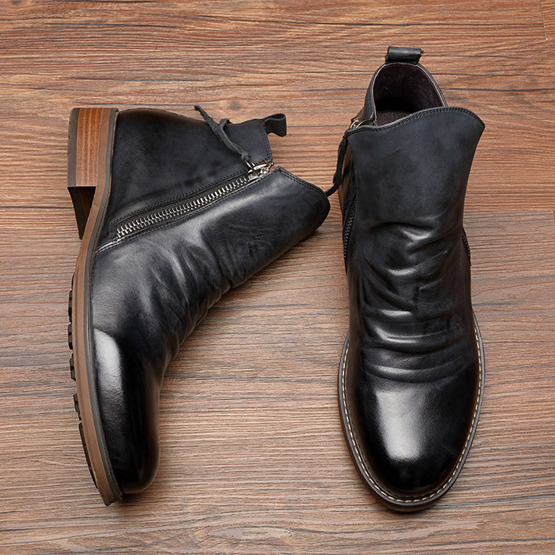 Bottines élégantes en cuir pour homme avec fermeture à glissière — style chic pour automne & hiver