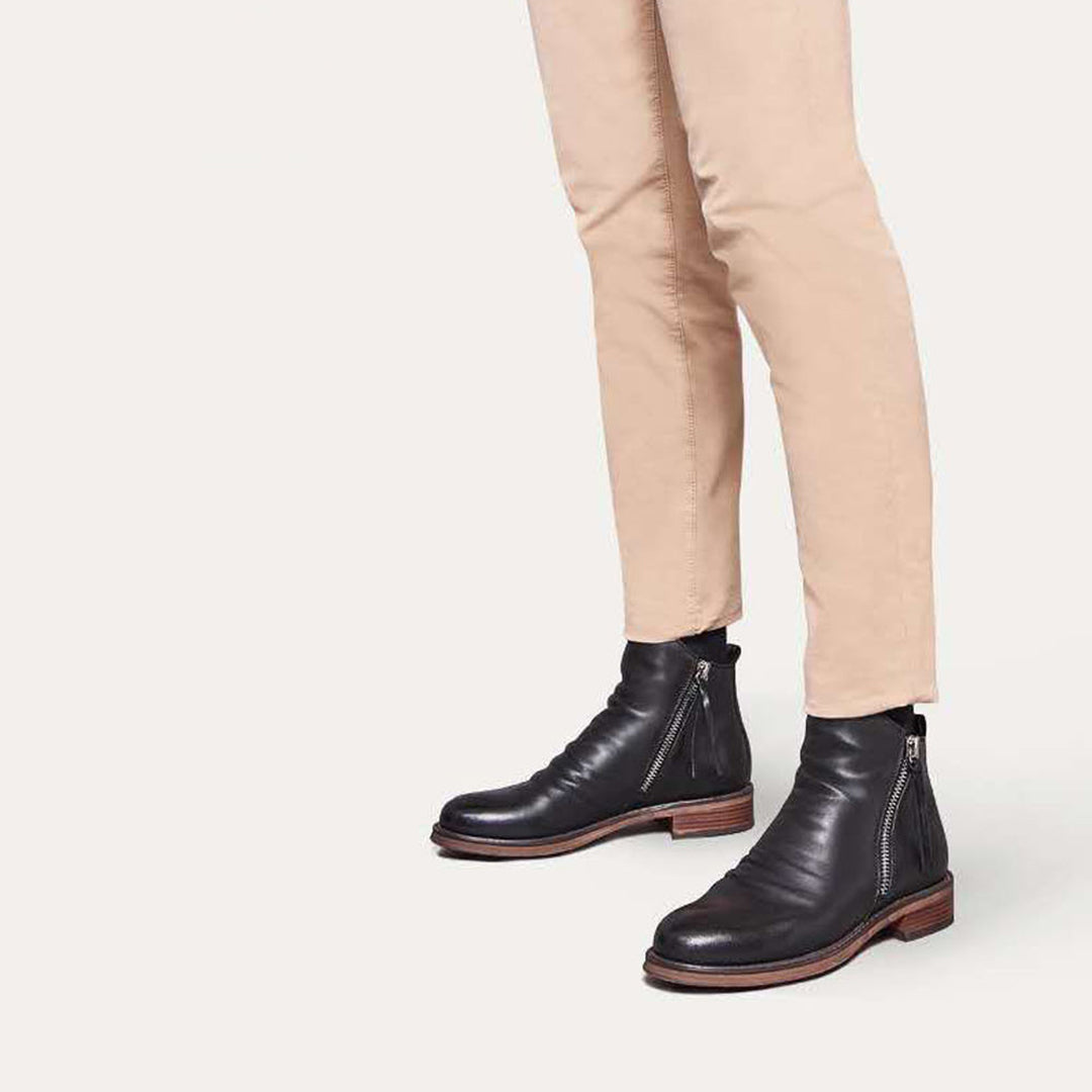 Bottines élégantes en cuir pour homme avec fermeture à glissière — style chic pour automne & hiver