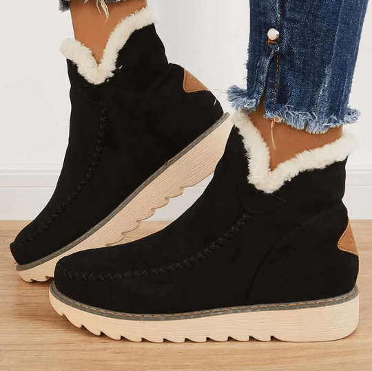 Sandrine | Bottines Hiver Femme Effet Suédé Doublure Polaire Confortable