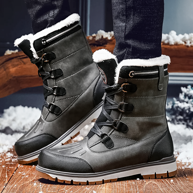 Thaylen | Bottines Homme Hiver Mi-hautes avec Lacets et Doublure Chaude