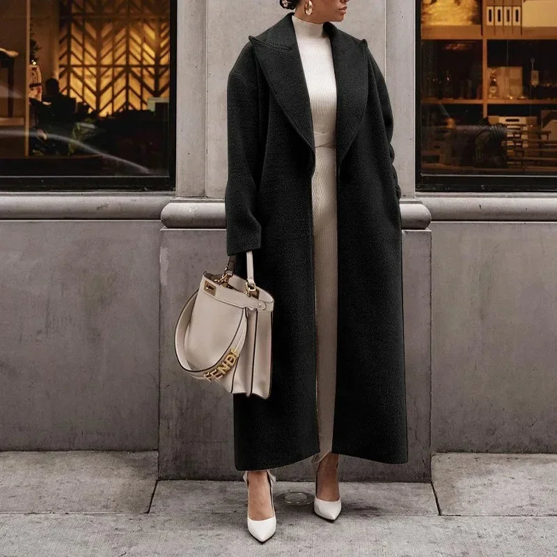 Josée | Manteau Long Femme en Laine avec Col Classique