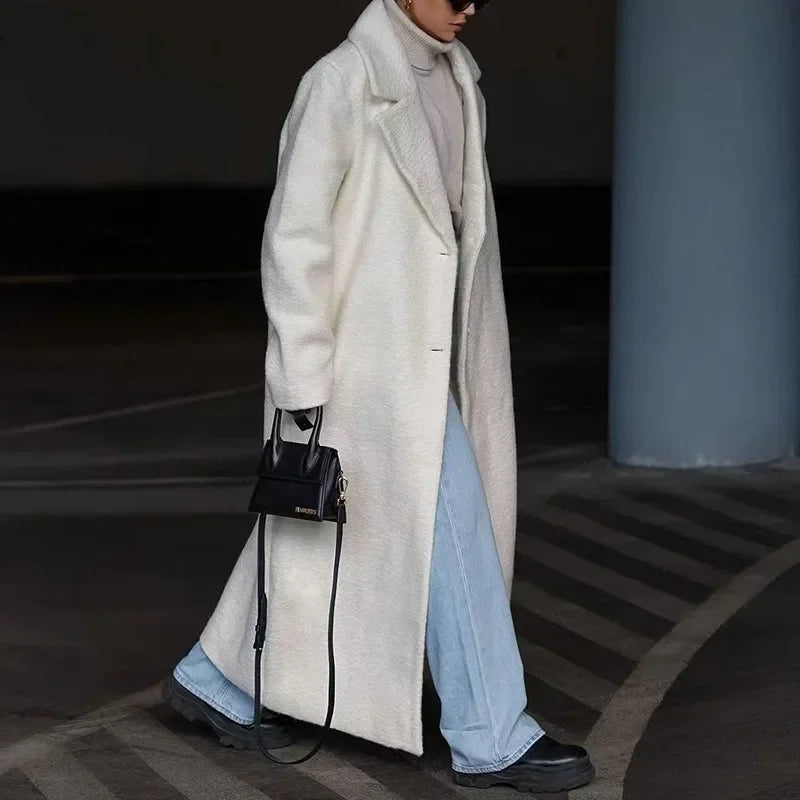 Josée | Manteau Long Femme en Laine avec Col Classique