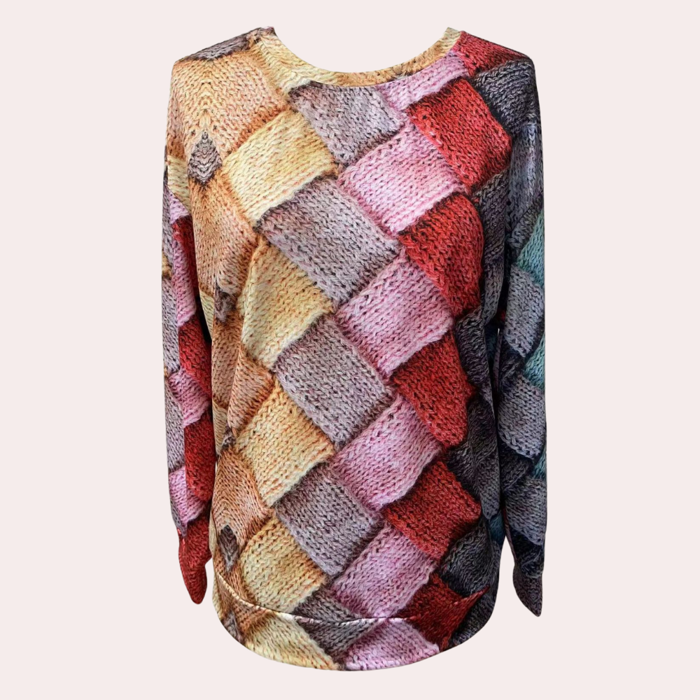 Lorraine | Pull Femme Imprimé Coloré Col Rond en Tissu Doux