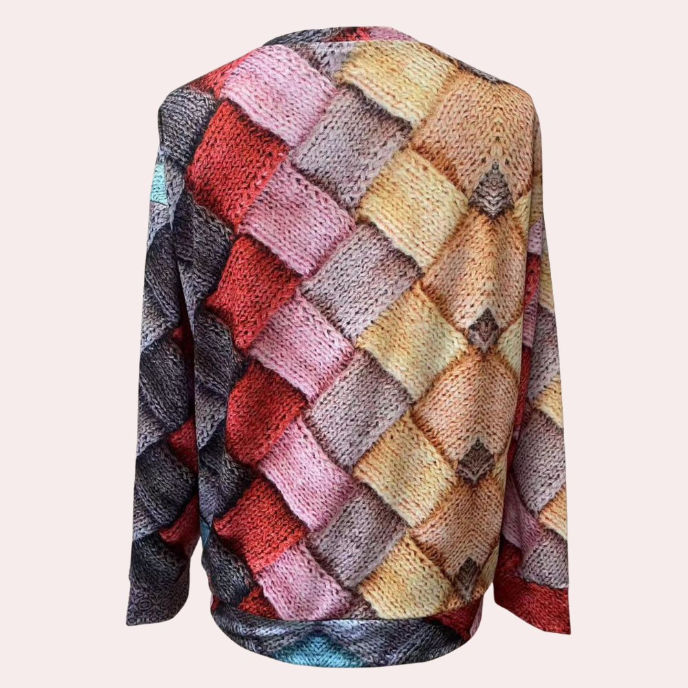 Lorraine | Pull Femme Imprimé Coloré Col Rond en Tissu Doux