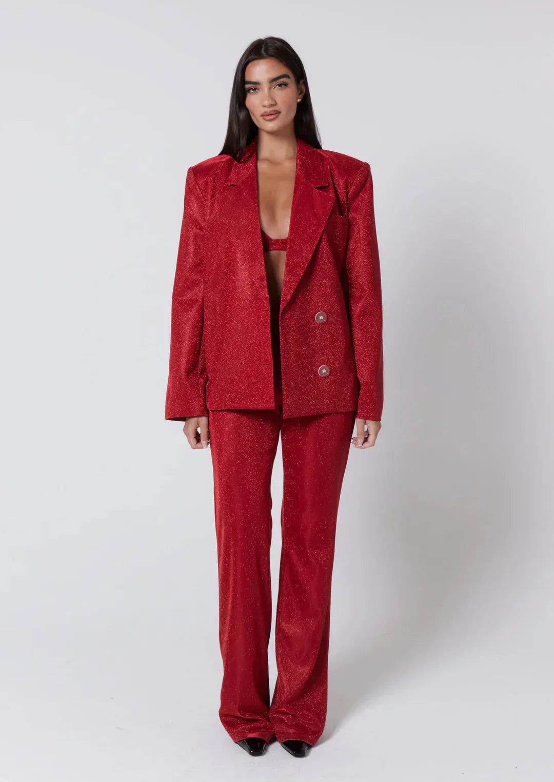 Ensemble Femme Glitter 3 Pièces | Blazer, Pantalon et Top Chic pour Gala et Fêtes