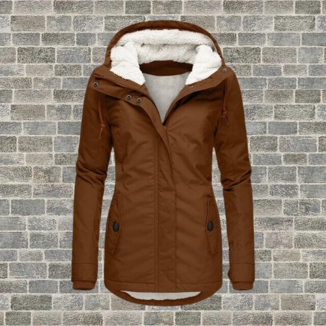 Sylviane | Veste Femme à Capuche Doublée Polaire avec Cordons