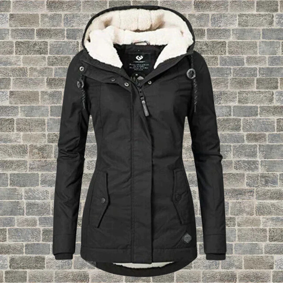 Sylviane | Veste Femme à Capuche Doublée Polaire avec Cordons