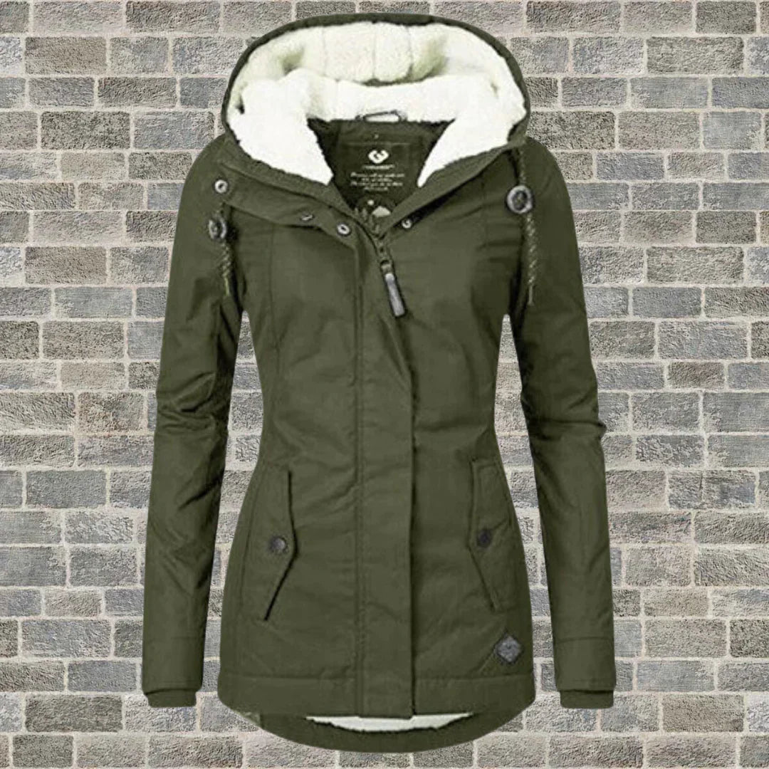 Sylviane | Veste Femme à Capuche Doublée Polaire avec Cordons
