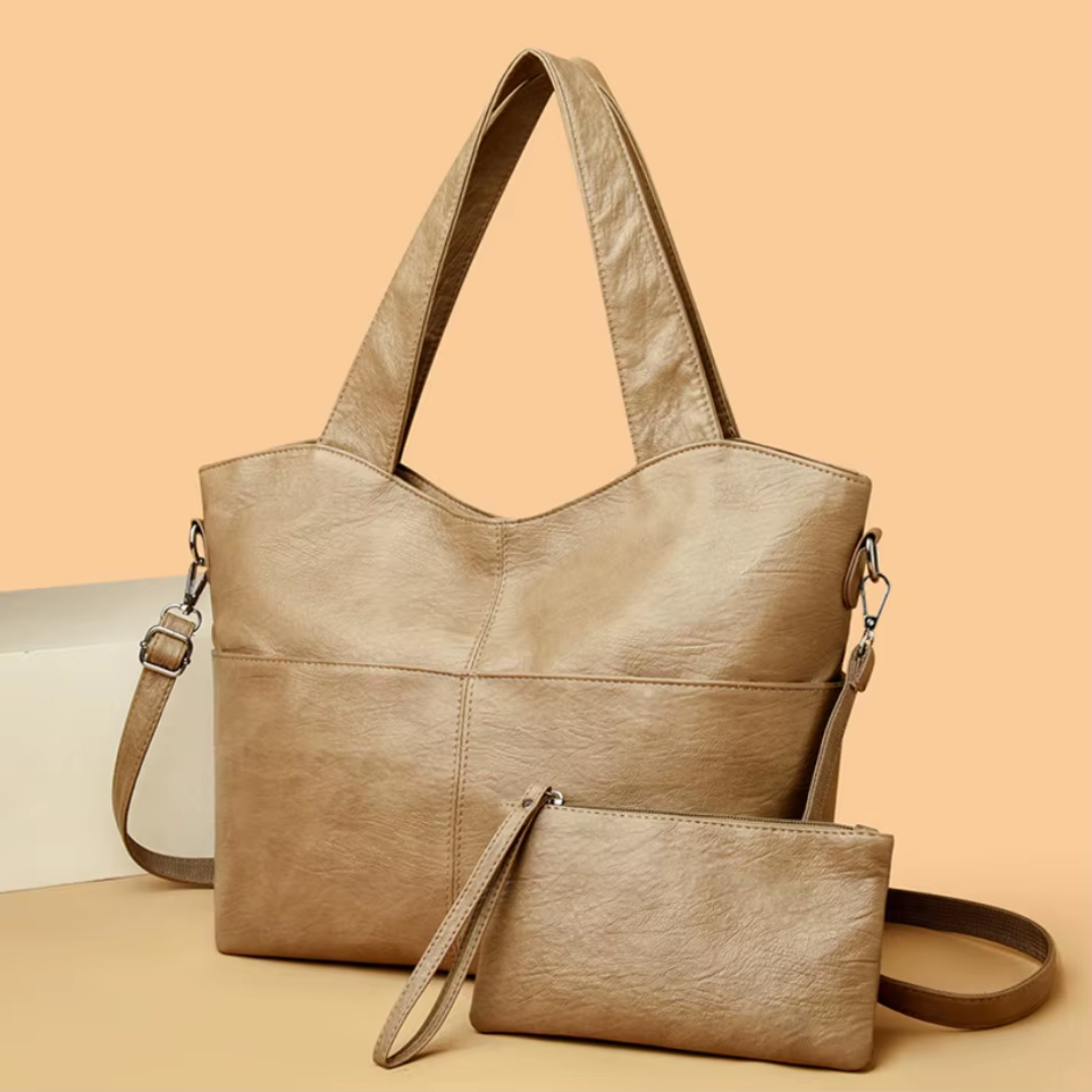 Sac Femme Structuré Élégant avec Double Anses et Bandoulière Réglable