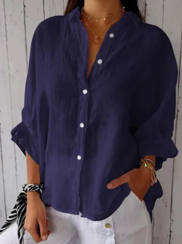 Alizée | Blouse Élégante en Coton et Lin avec Boutons pour Femme