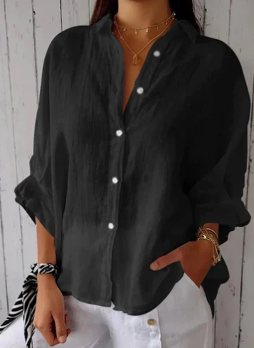 Alizée | Blouse Élégante en Coton et Lin avec Boutons pour Femme