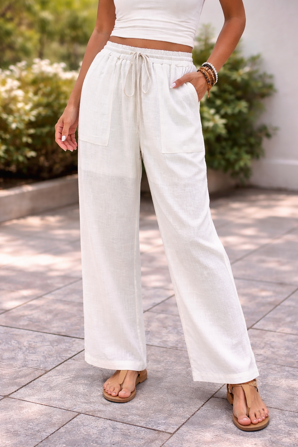 Pantalon Femme en Lin Large – Confort Respirant pour un Style Décontracté