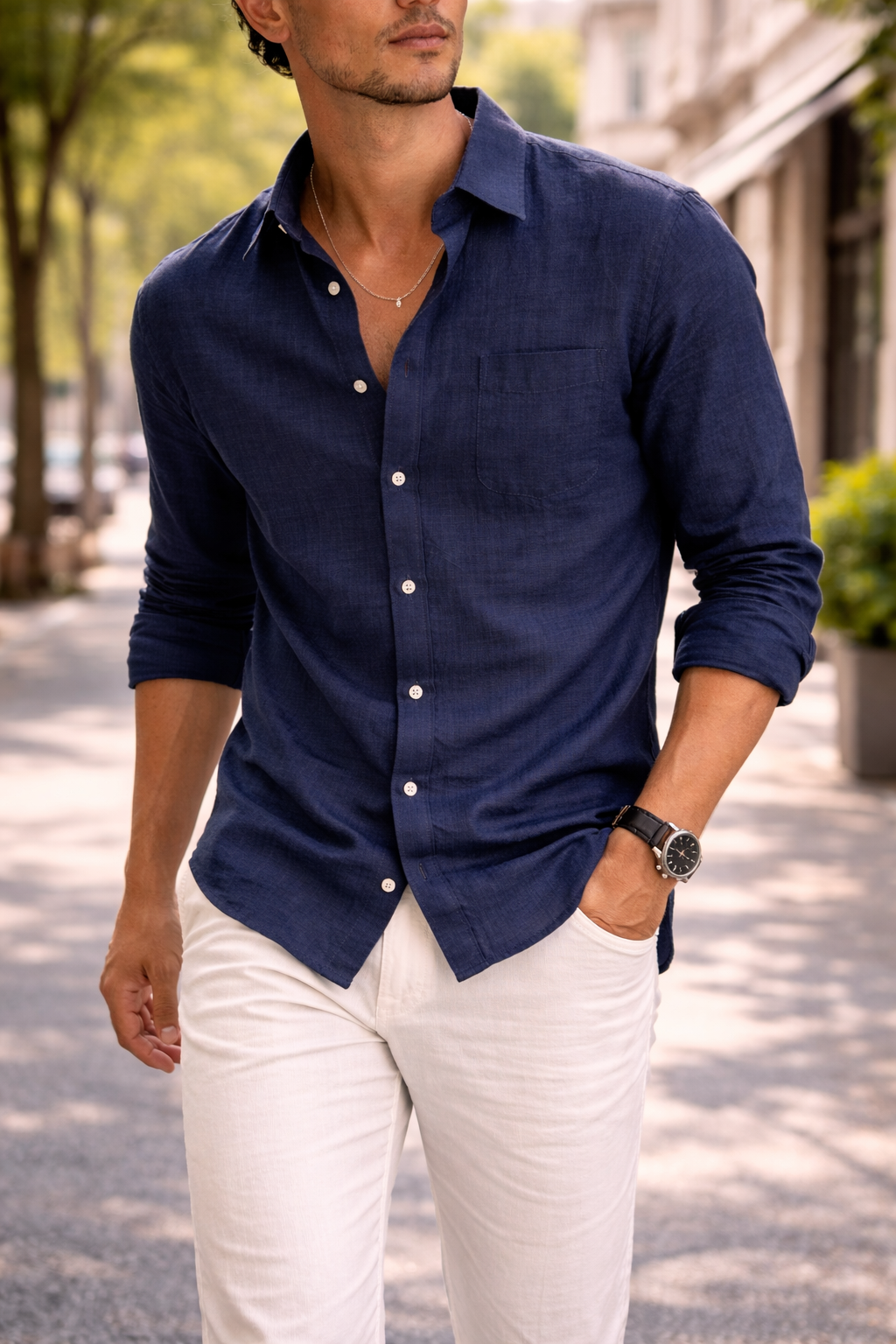 Chemise Homme en Lin à Manches Longues – Confort Léger pour un Style Décontracté