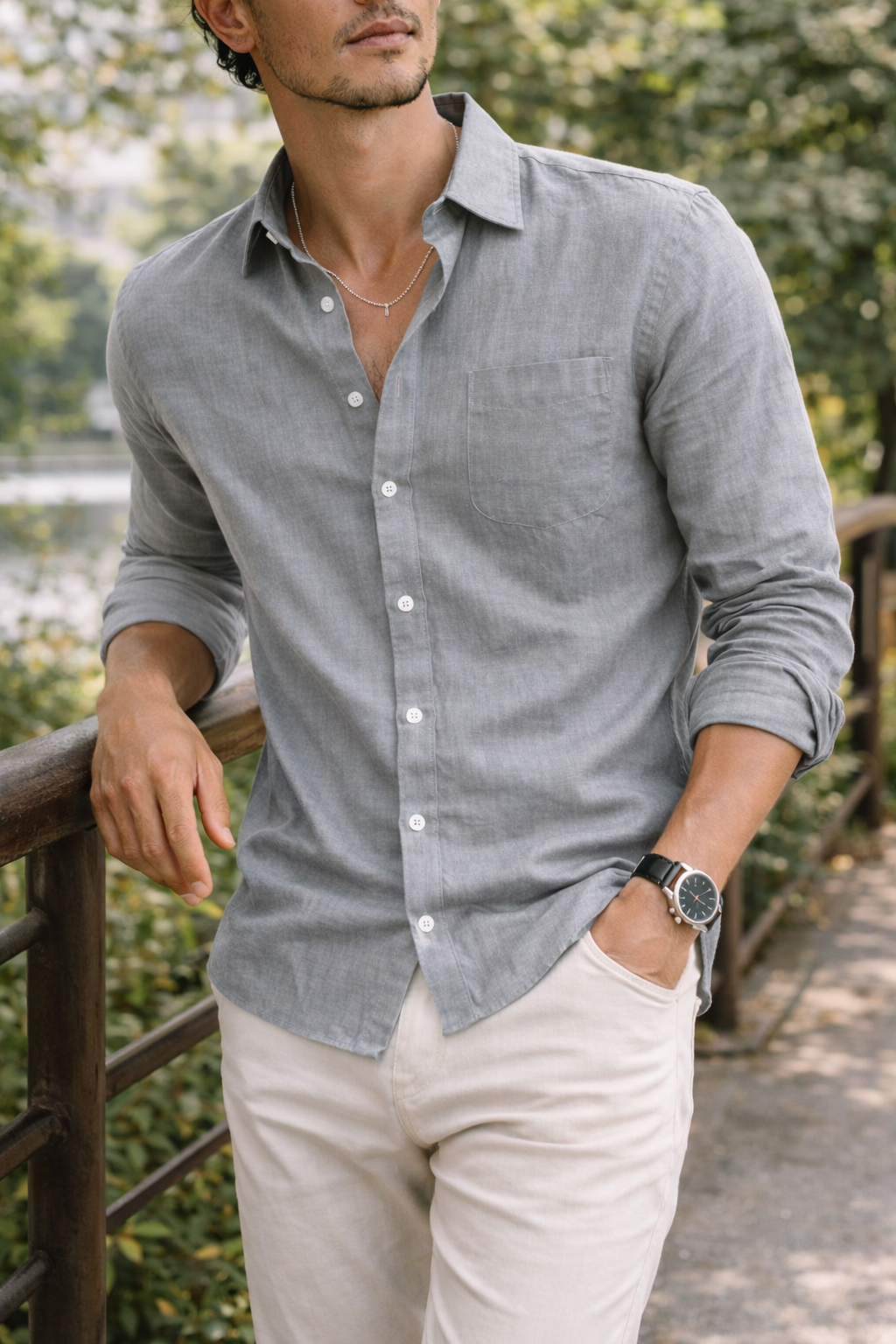 Chemise Homme en Lin à Manches Longues – Confort Léger pour un Style Décontracté