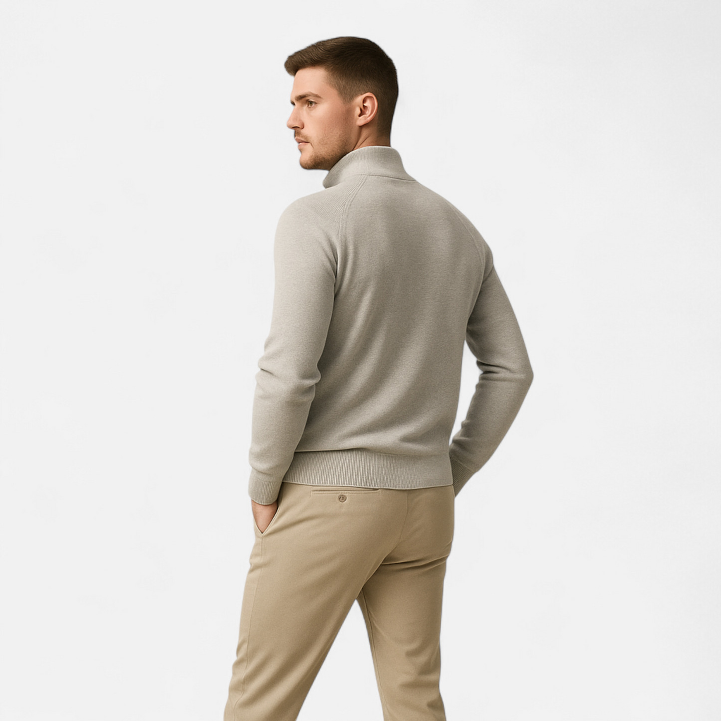 Cotton Zip Sweater Homme | Pull Zippé Col Montant en Coton | Élégance Chauffante & Style Raffiné