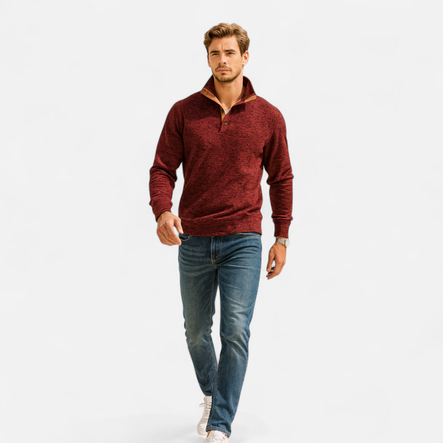 Men’s Knitted Sweater | Pull Homme à Col Montant | Élégance Héritage & Confort Moderne