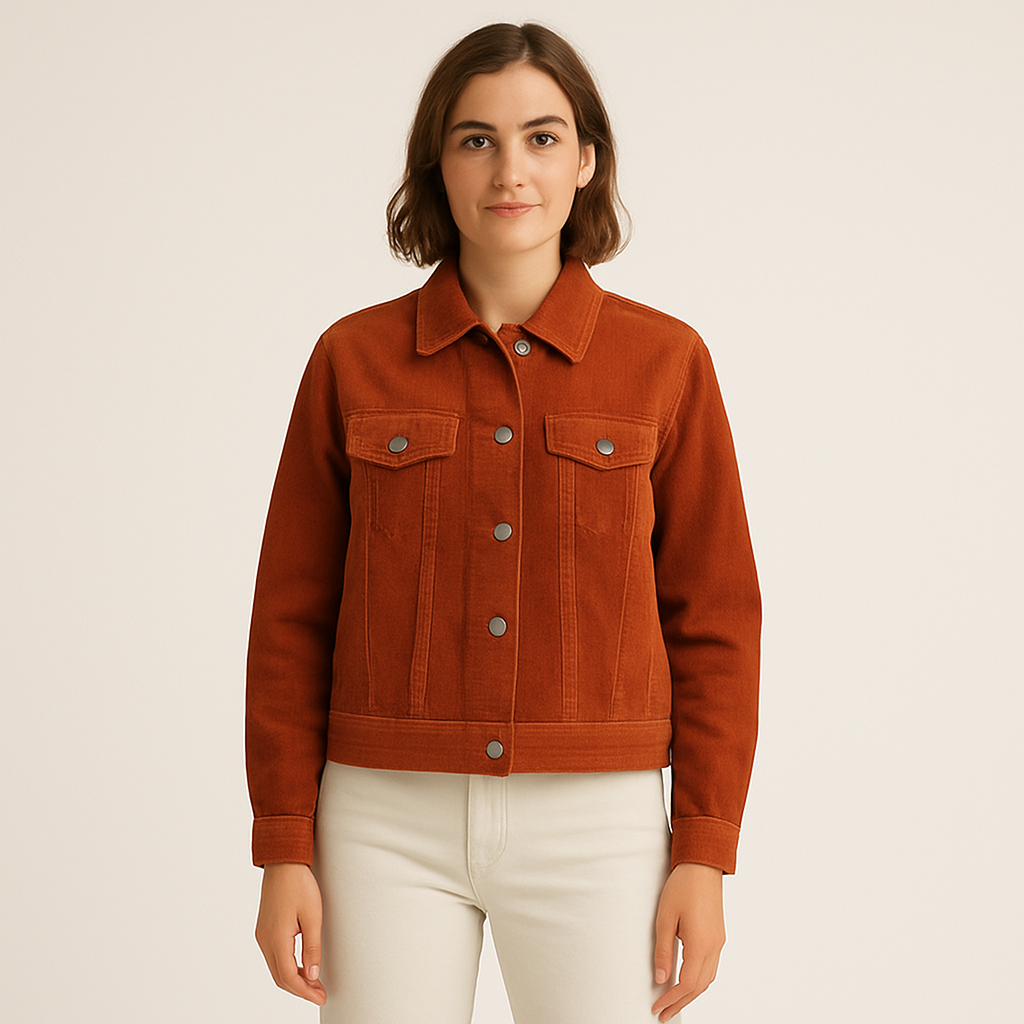Veste Trucker en velours côtelé orange rouille