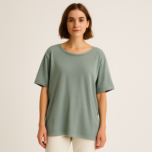 T-Shirt à bords bruts Faded Sage