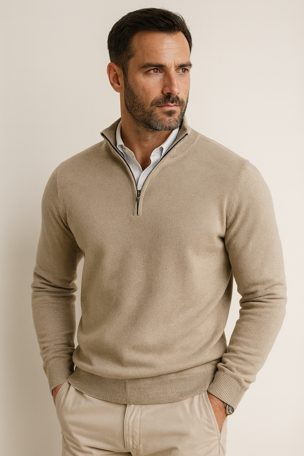 Pull Homme en Maille avec Col Zippé | Style Casual & Business