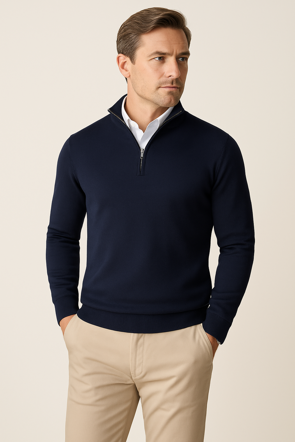 Pull Homme en Maille avec Col Zippé | Style Casual & Business