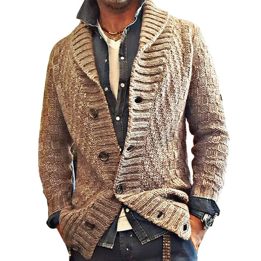 Cardigan Homme en Maille | Style Vintage à Col Revers | Coupe Confortable