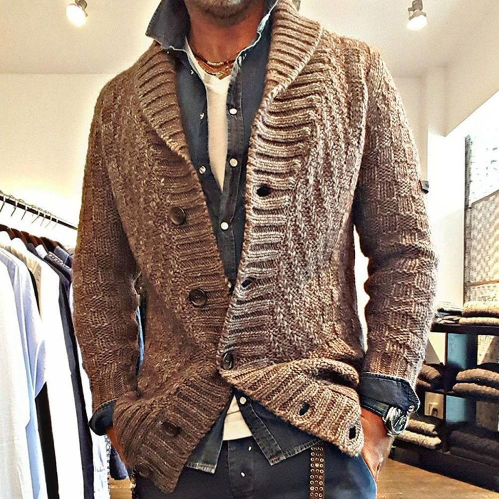 Cardigan Homme en Maille | Style Vintage à Col Revers | Coupe Confortable