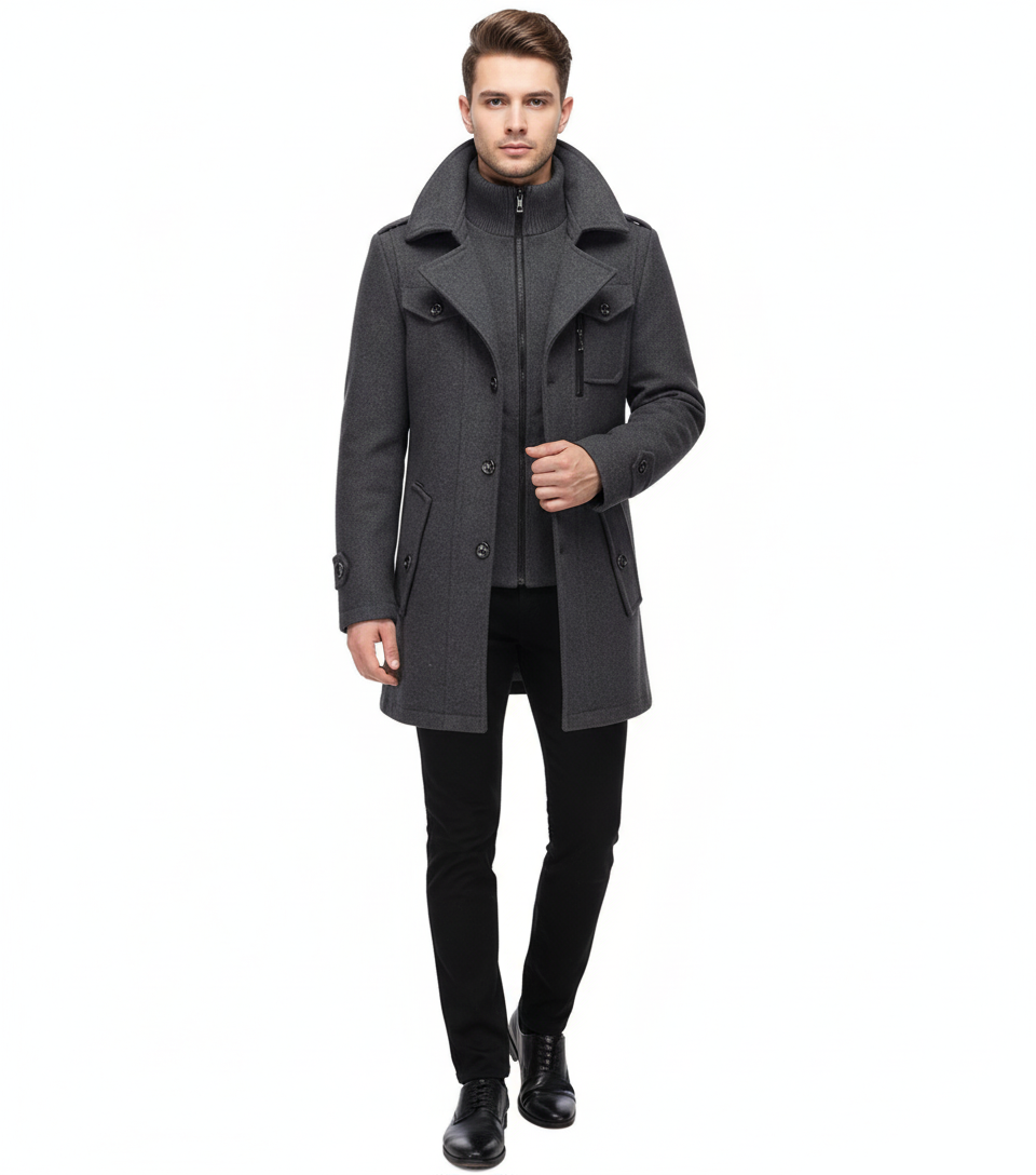 Manteau Hiver Homme | Col Double et Fermeture Zippée Stylée