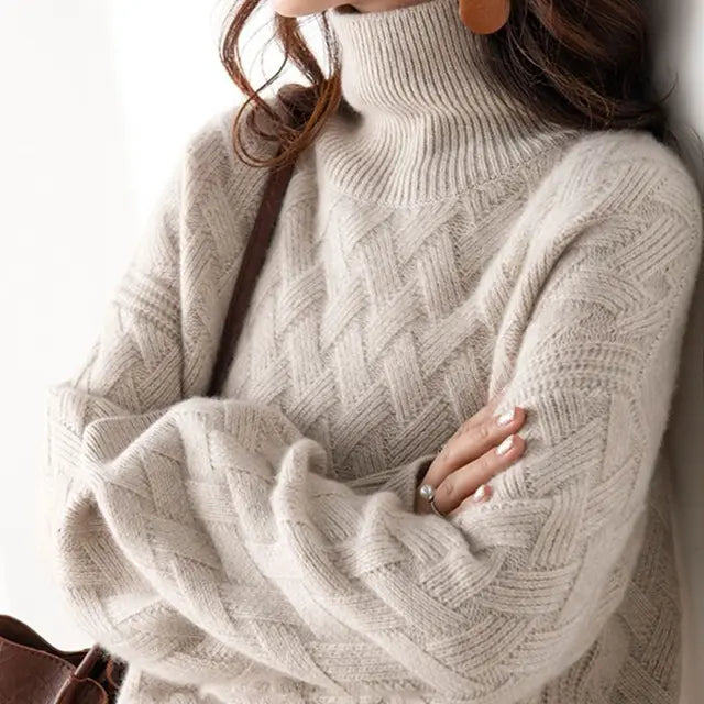 Éléonore | Pull Femme Chic à Col Roulé Texturé, Élégant et Confortable