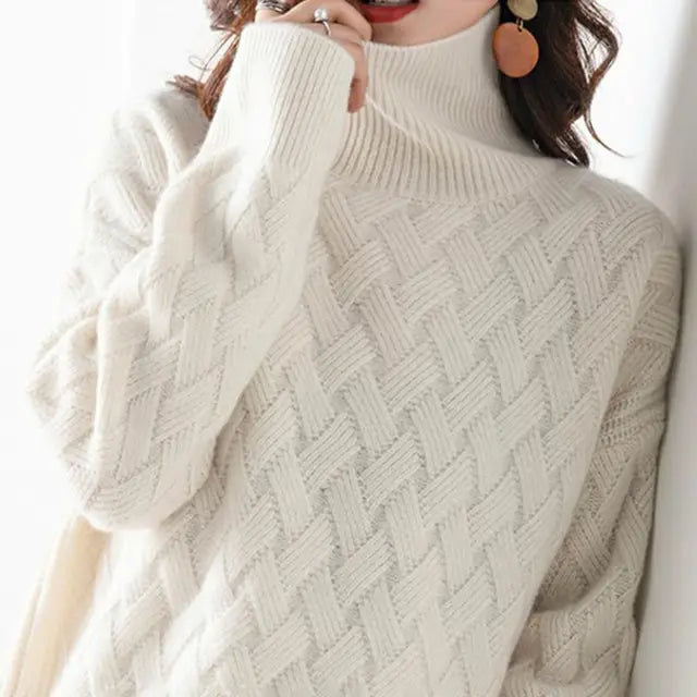 Éléonore | Pull Femme Chic à Col Roulé Texturé, Élégant et Confortable