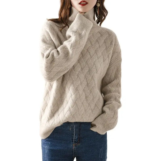 Éléonore | Pull Femme Chic à Col Roulé Texturé, Élégant et Confortable