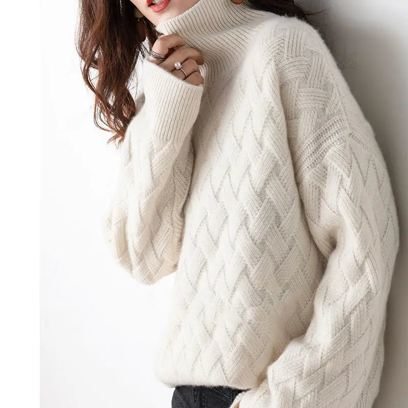 Éléonore | Pull Femme Chic à Col Roulé Texturé, Élégant et Confortable