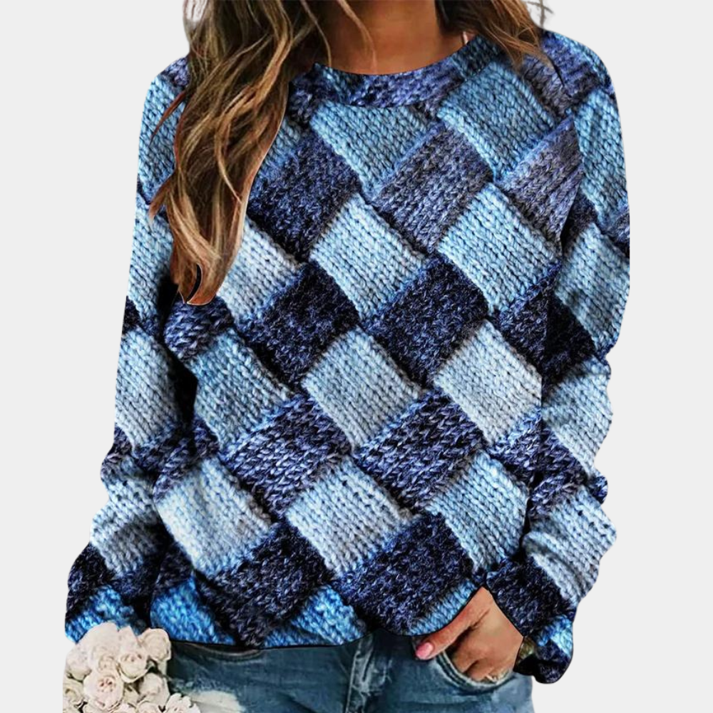 Lorraine | Pull Femme Imprimé Coloré Col Rond en Tissu Doux