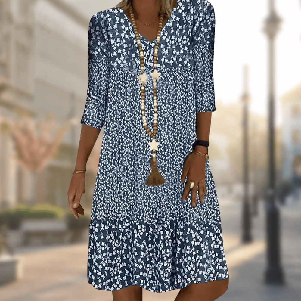 Robe midi fluide à encolure en V – Légère, élégante & polyvalente