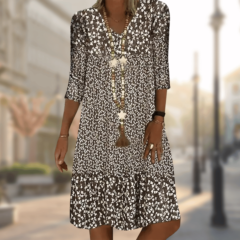 Robe midi fluide à encolure en V – Légère, élégante & polyvalente