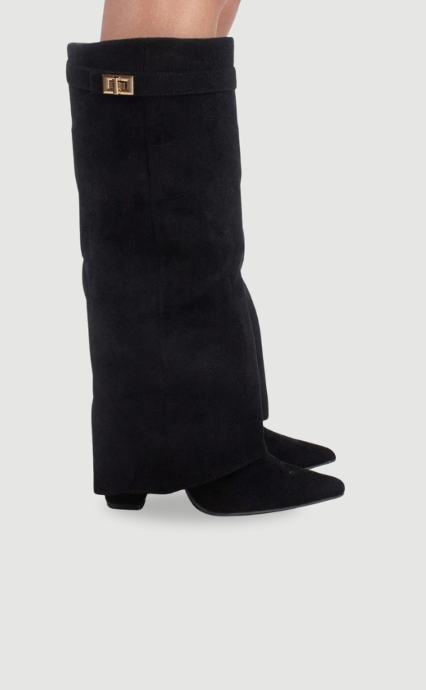 Bottes Hautes Femme à Large Revers et Talon Bloc | Élégance et Confort au Quotidien