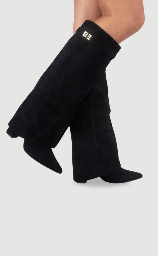 Bottes Hautes Femme à Large Revers et Talon Bloc | Élégance et Confort au Quotidien
