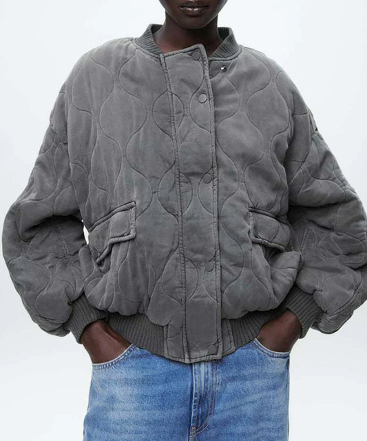 Hermine | Veste Femme Matelassée en Coton Gris