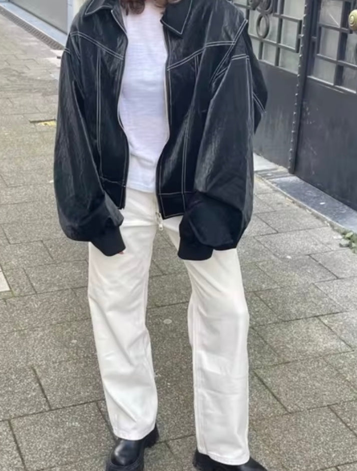 Sylviane | Veste Oversize Streetwear Zippée avec Col à Revers pour Femmes
