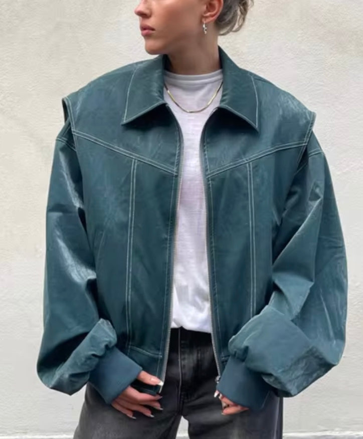 Sylviane | Veste Oversize Streetwear Zippée avec Col à Revers pour Femmes
