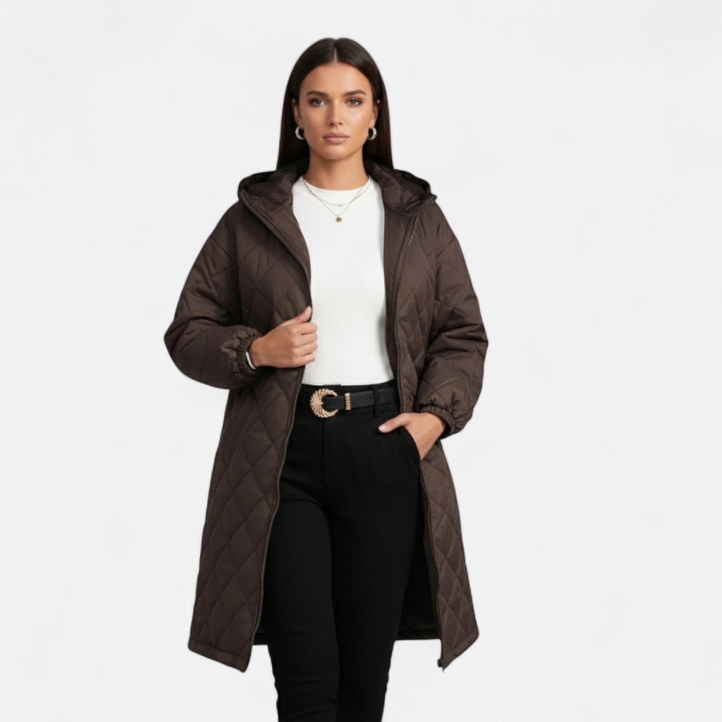 Quilted Hooded Jacket Femme | Veste Matelassée Automne Hiver | Élégance Chaude & Style Intemporel