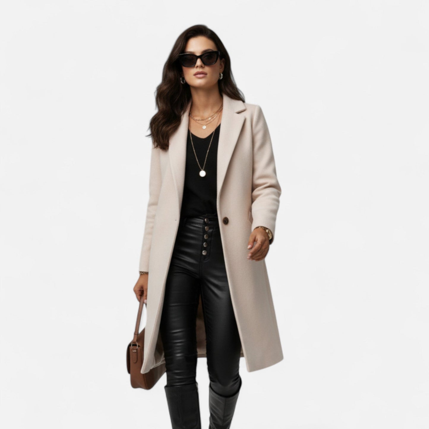 Winter Overcoat Femme | Manteau Long Élégant à Col à Revers | Chaleur & Sophistication d’Hiver