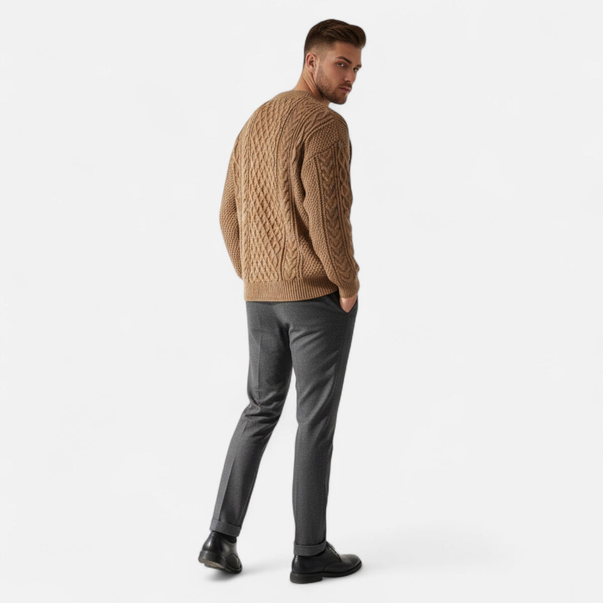 Pull Homme Classique en Maille à Motif Torsadé – Élégant, Confortable & Style Intemporel